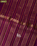 Purple Wine Checkered Dola Silk Saree — Pallu