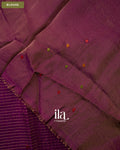 Purple Wine Checkered Dola Silk Saree — Blouse