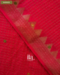Coral Red Checkered Dola Silk Saree — Border