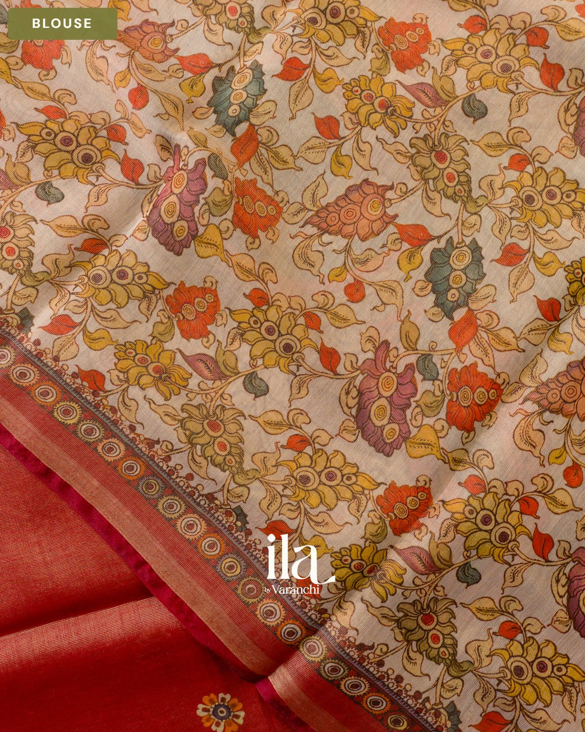 Rust Orange Cotton Tissue Saree — Blouse
