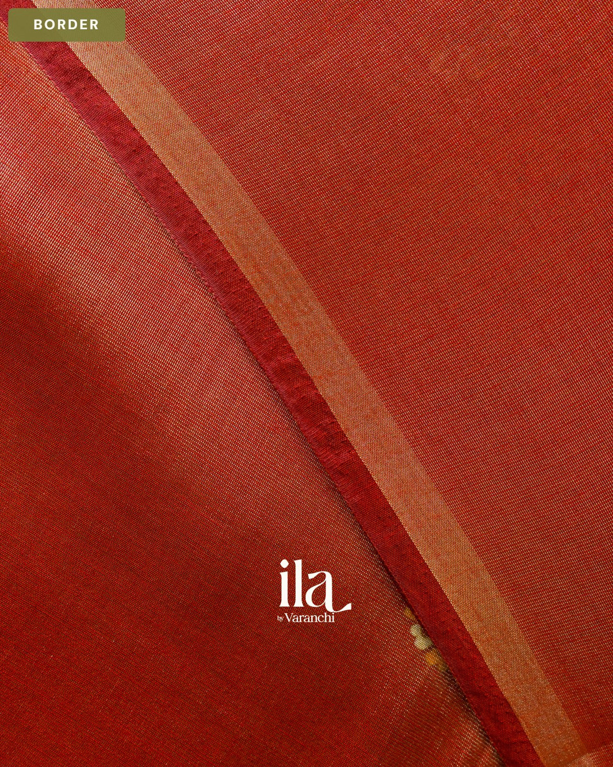 Rust Orange Cotton Tissue Saree — Border