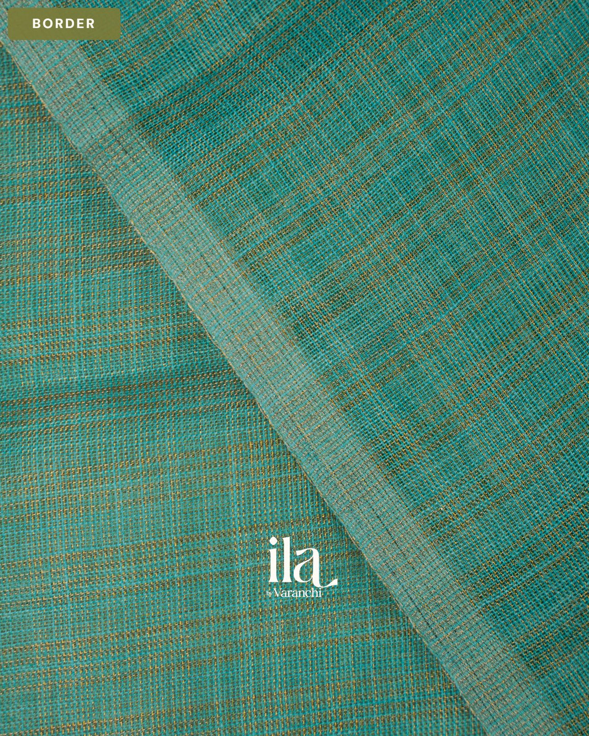 Ice Blue Striped Pichwai Printed Semi Linen Saree — Border