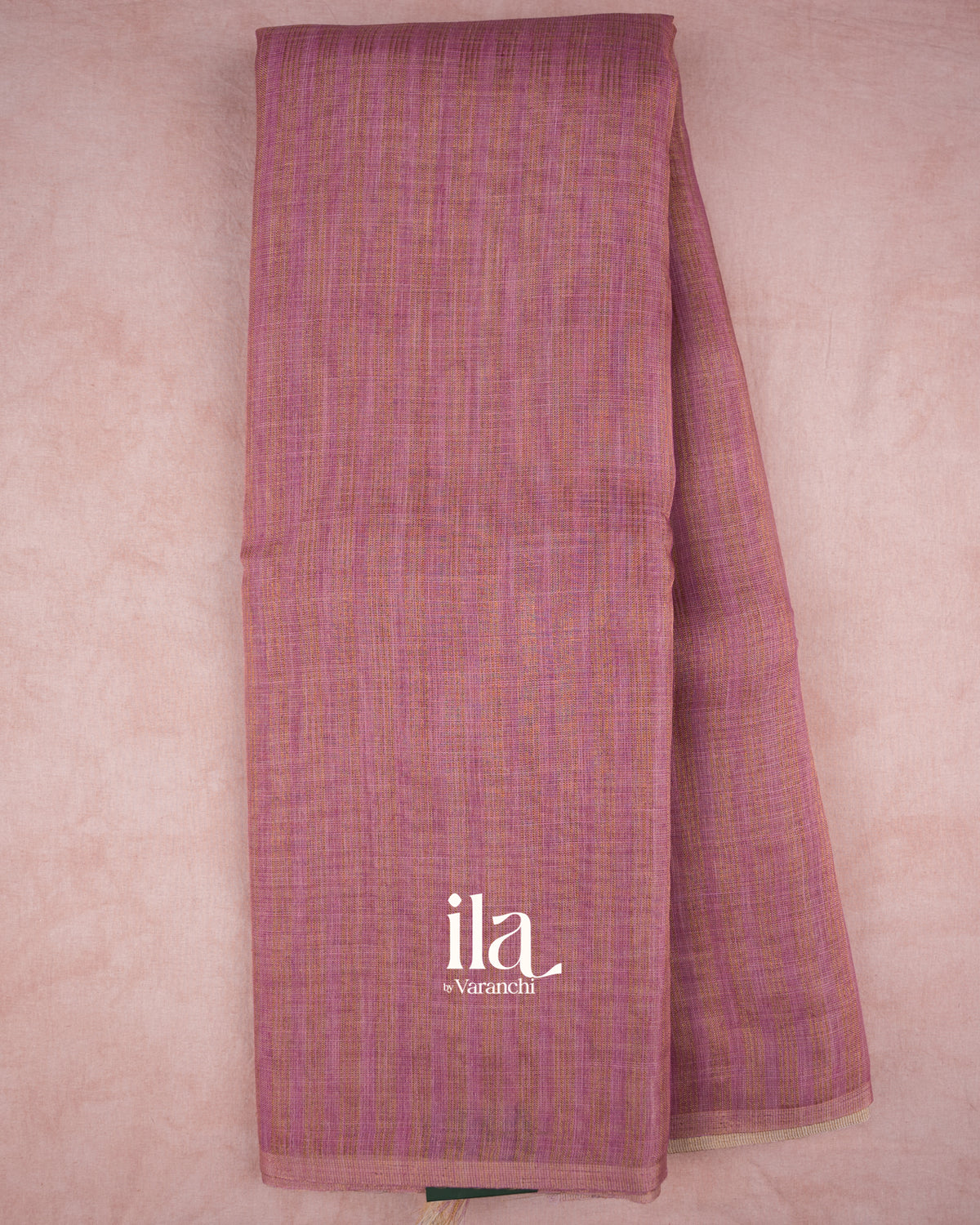 Onion Pink Striped Pichwai Printed Semi Linen Tissue Saree — Full Saree