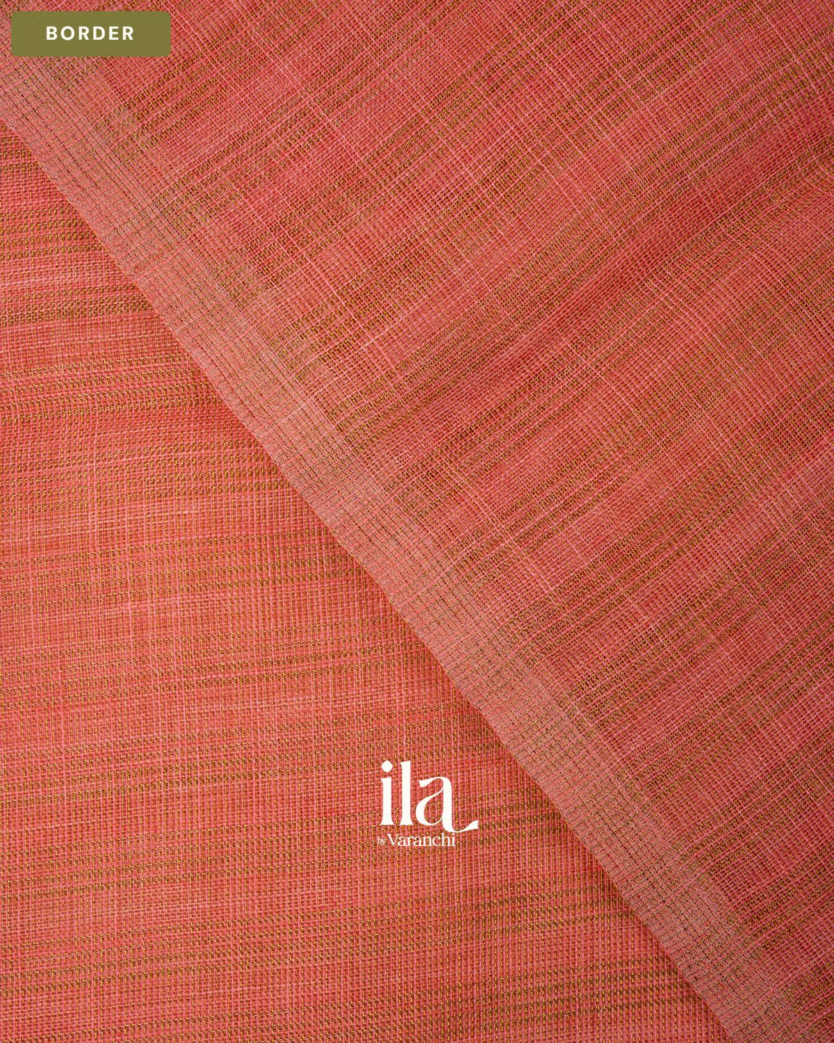 Peach Orange Striped Pichwai Printed Semi Linen Saree — Border
