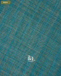 Deep Ice Blue Striped Pichwai Printed Semi Linen Saree — Body