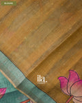 Sea Green Lotus & Pichwai Printed Semi Tussar Saree — Blouse