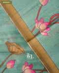 Sea Green Lotus & Pichwai Printed Semi Tussar Saree — Border
