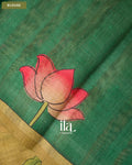 Olive Yellow Lotus & Pichwai Printed Semi Tussar Saree — Blouse