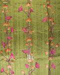 Mehandi Green Lotus & Pichwai Printed Semi Tussar Saree — Body