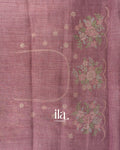 Muted Lavender Floral Jaal Aari Work Semi Linen Tissue Saree