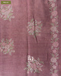 Muted Lavender Floral Jaal Aari Work Semi Linen Tissue Saree — Pallu