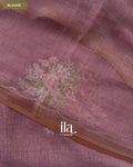 Muted Lavender Floral Jaal Aari Work Semi Linen Tissue Saree — Blouse