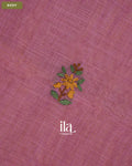 Muted Pink Embroidered Semi Linen Tissue Saree — Body