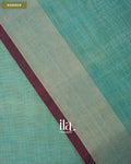 Deep Ice Blue Embroidered Semi Linen Tissue Saree — Border