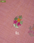 Muted Rose Embroidered Semi Linen Tissue Saree — Body