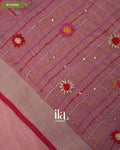 Muted Rose Embroidered Semi Linen Tissue Saree — Blouse