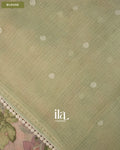 Beige Floral Print Chikankari Embroidered Semi Kota Saree — Blouse