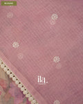 Beige Floral Print Chikankari Embroidered Semi Kota Saree — Blouse