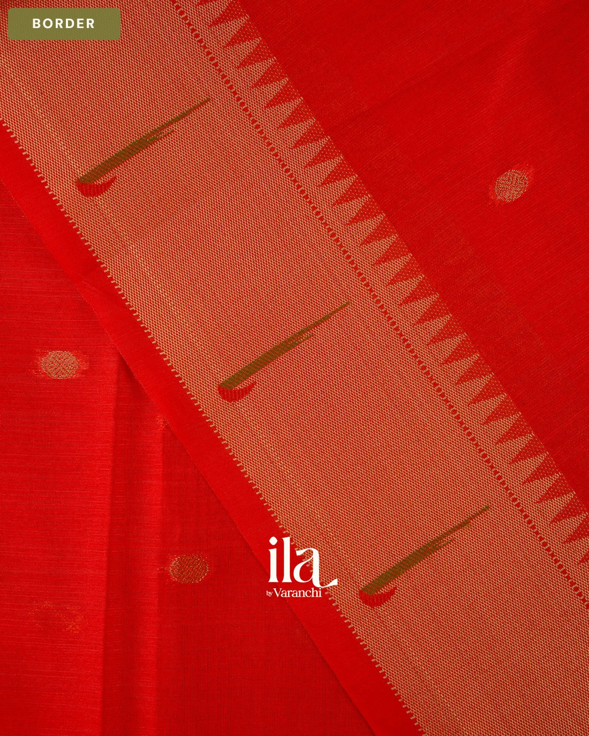 Tulip Red Paithani Semi Silk Saree — Border