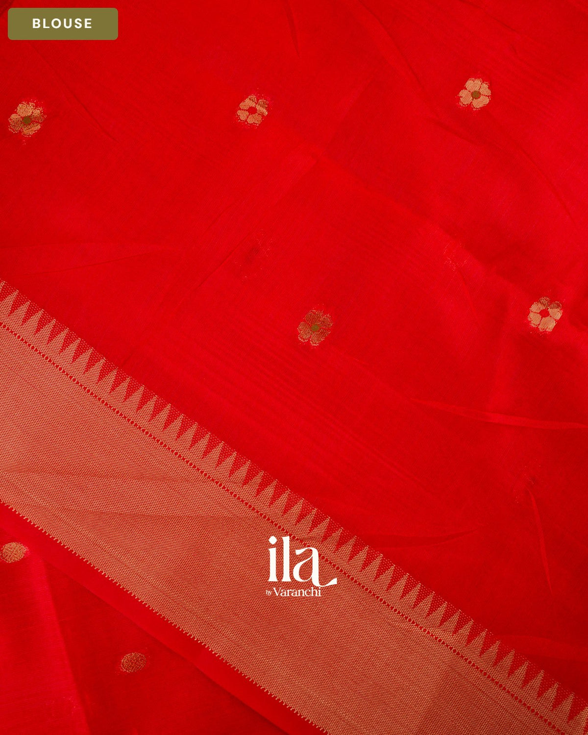 Tulip Red Paithani Semi Silk Saree — Blouse