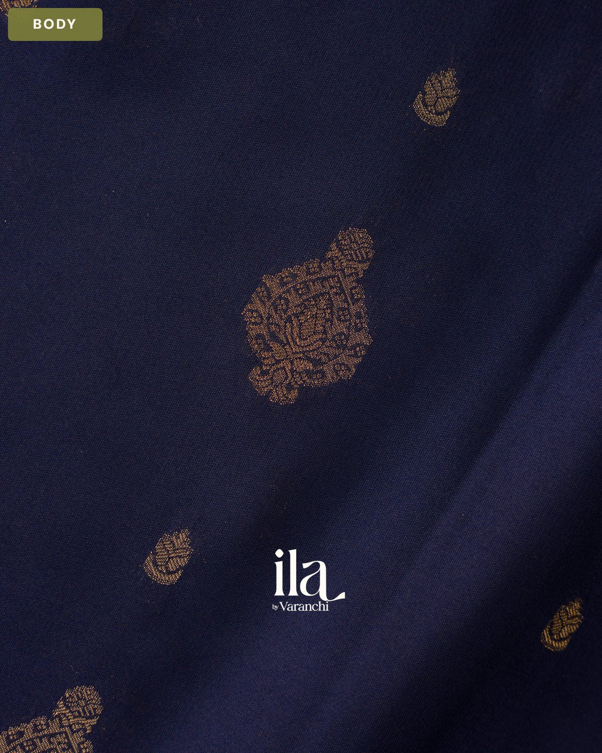 Navy Blue Semi Mysore Crepe Saree — Body