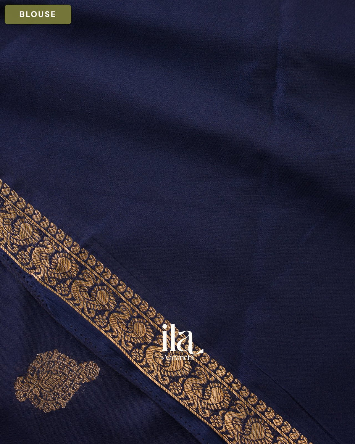 Navy Blue Semi Mysore Crepe Saree — Blouse