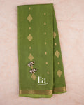 Parrot Green Semi Mysore Crepe Saree — Full Saree
