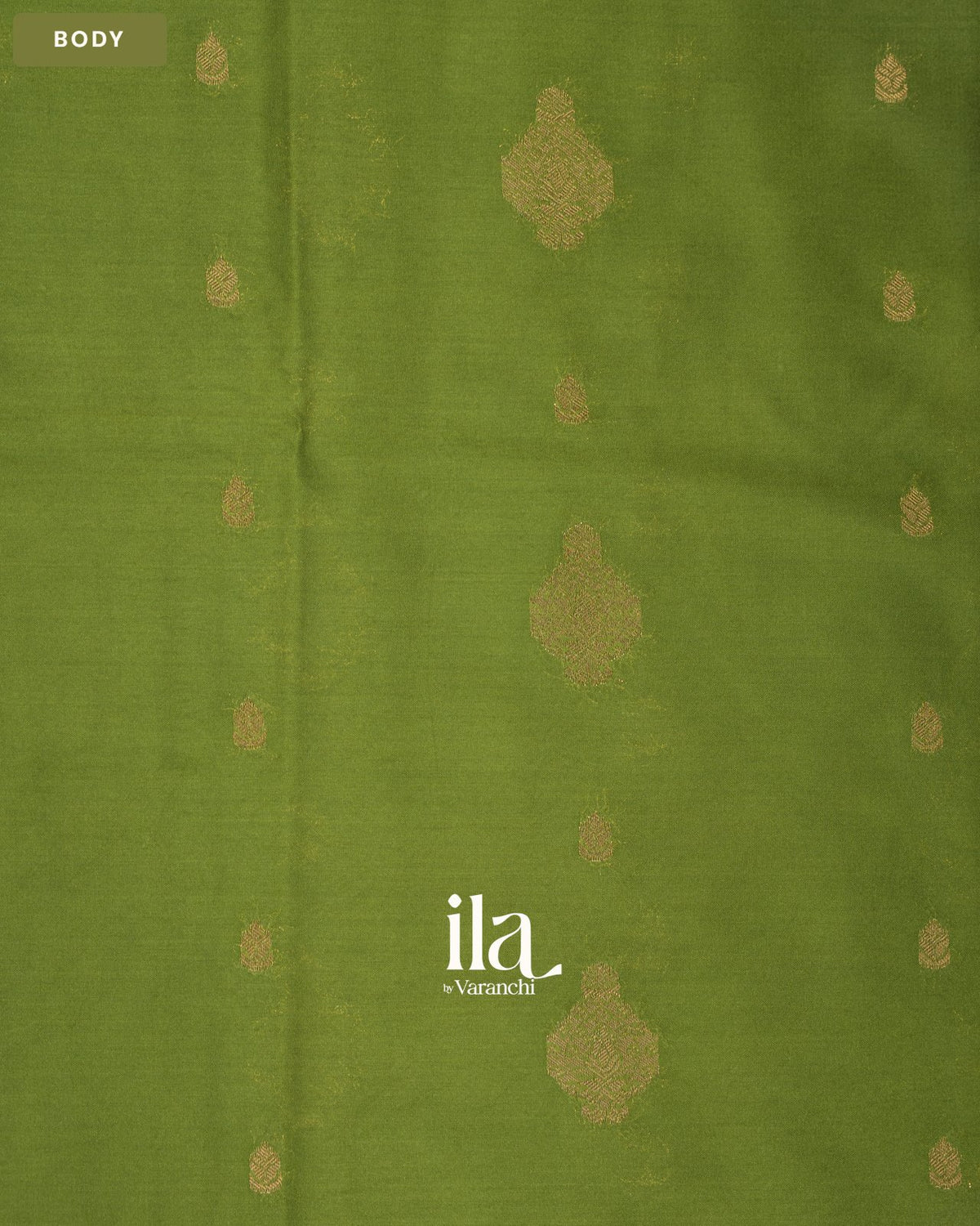 Parrot Green Semi Mysore Crepe Saree — Body