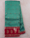 Teal Blue Semi Mysore Crepe Saree — Full Saree