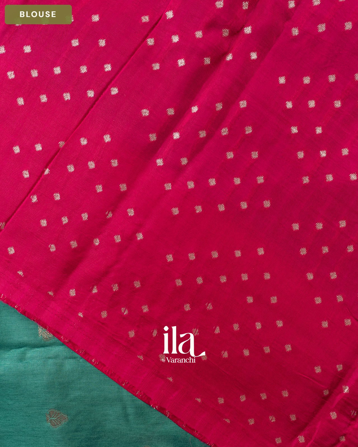 Teal Blue Semi Mysore Crepe Saree — Blouse