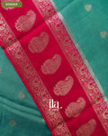 Teal Blue Semi Mysore Crepe Saree — Border
