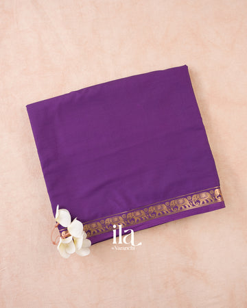 Purple Crepe Saree — Folded