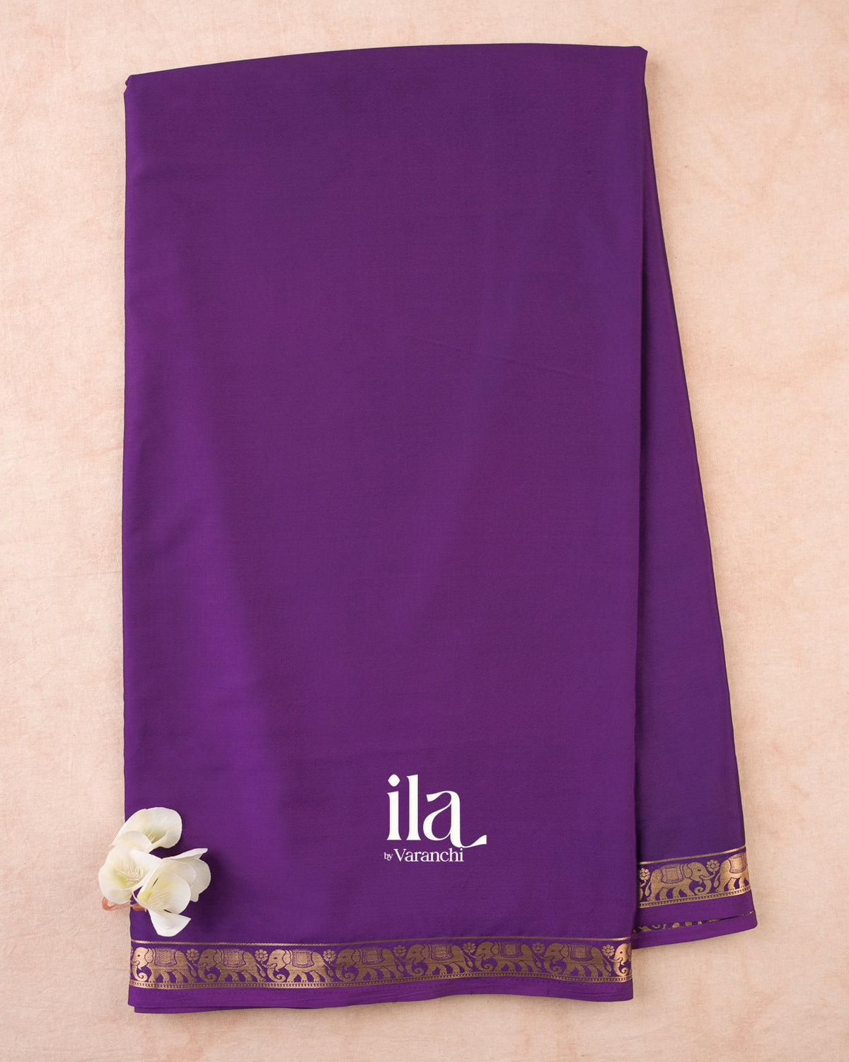 Purple Crepe Saree — Full Saree