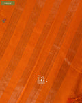 Orange Striped Floral Embroidered Assam Silk Saree — Pallu