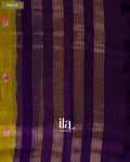 Olive Yellow Floral Embroidered Assam Silk Saree — Pallu
