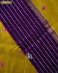 Olive Yellow Floral Embroidered Assam Silk Saree — Border