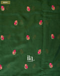 Bottle Green Floral Embroidered Assam Silk Saree — Body