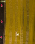 Jet Black Floral Embroidered Assam Silk Saree — Pallu
