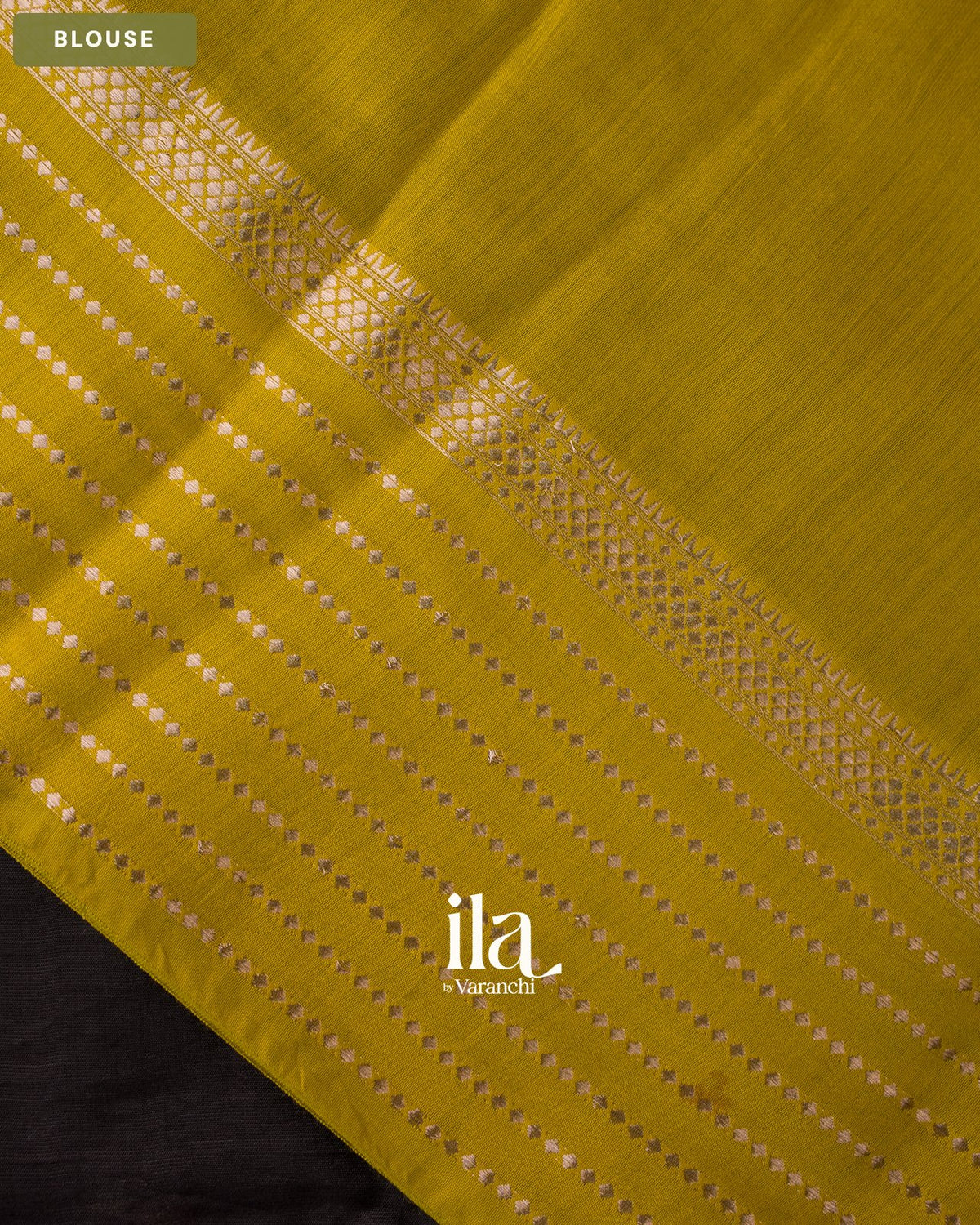 Jet Black Floral Embroidered Assam Silk Saree — Blouse
