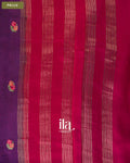 Deep Purple Floral Embroidered Assam Silk Saree — Pallu