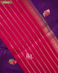 Deep Purple Floral Embroidered Assam Silk Saree — Border