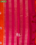 Orange Floral Embroidered Assam Silk Saree — Pallu