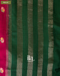 Deep Magenta Floral Embroidered Assam Silk Saree — Pallu