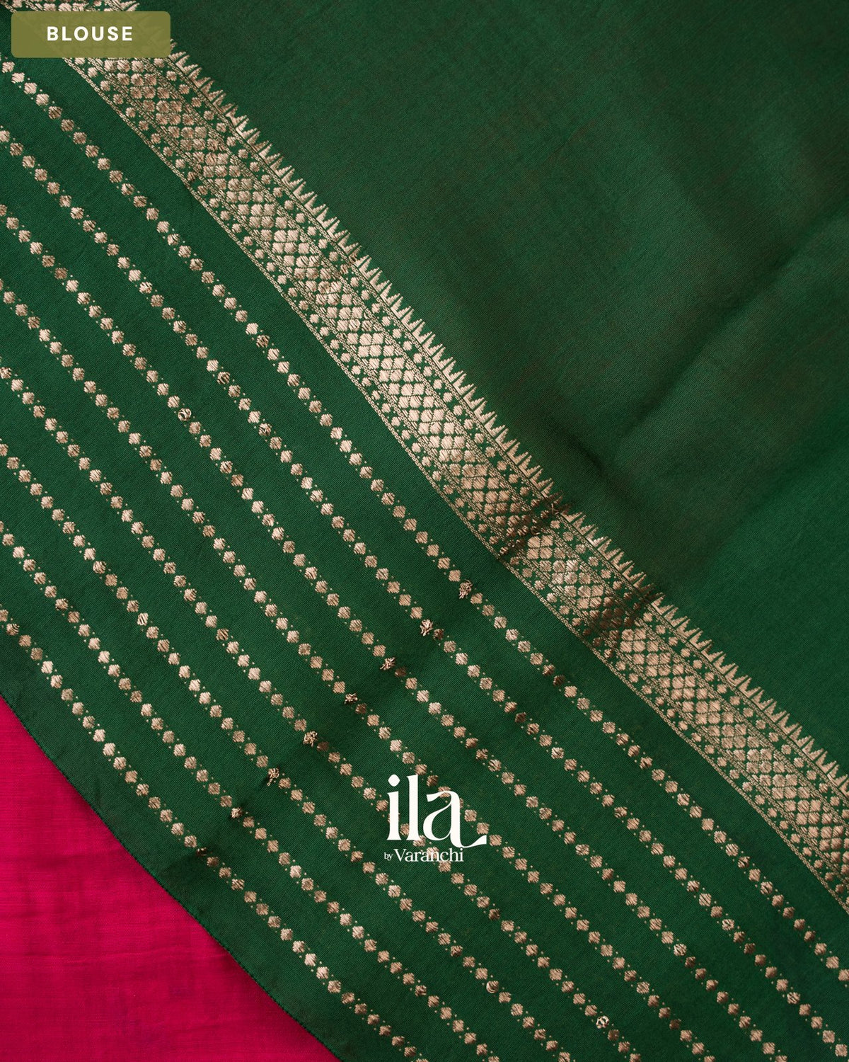 Deep Magenta Floral Embroidered Assam Silk Saree — Blouse