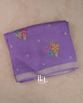 Purple Floral Semi Tussar Saree — Folded