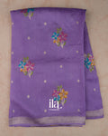 Purple Floral Semi Tussar Saree — Full Saree