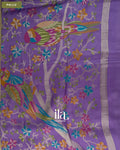 Purple Floral Semi Tussar Saree — Pallu