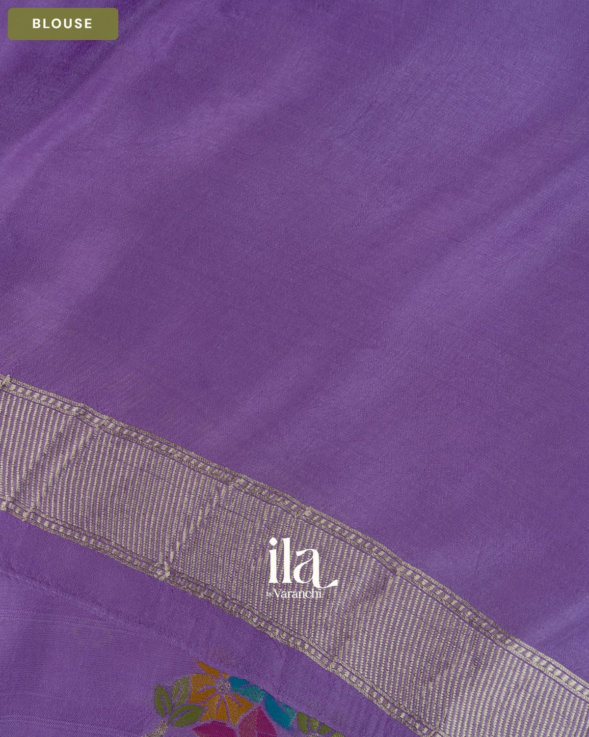 Purple Floral Semi Tussar Saree — Blouse