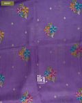 Purple Floral Semi Tussar Saree — Body