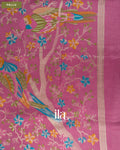 Pink Magenta Floral Embroidered Semi Tussar Saree — Pallu